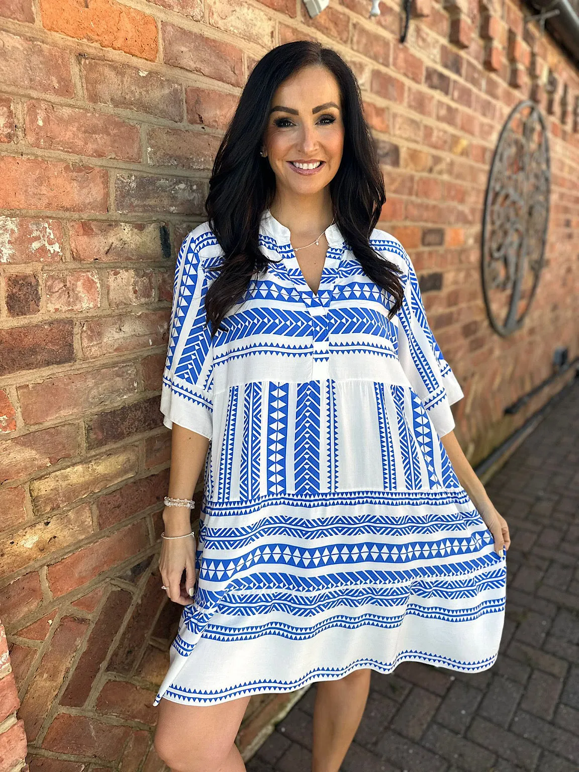 Royal Blue Tribal Print Dress Forest