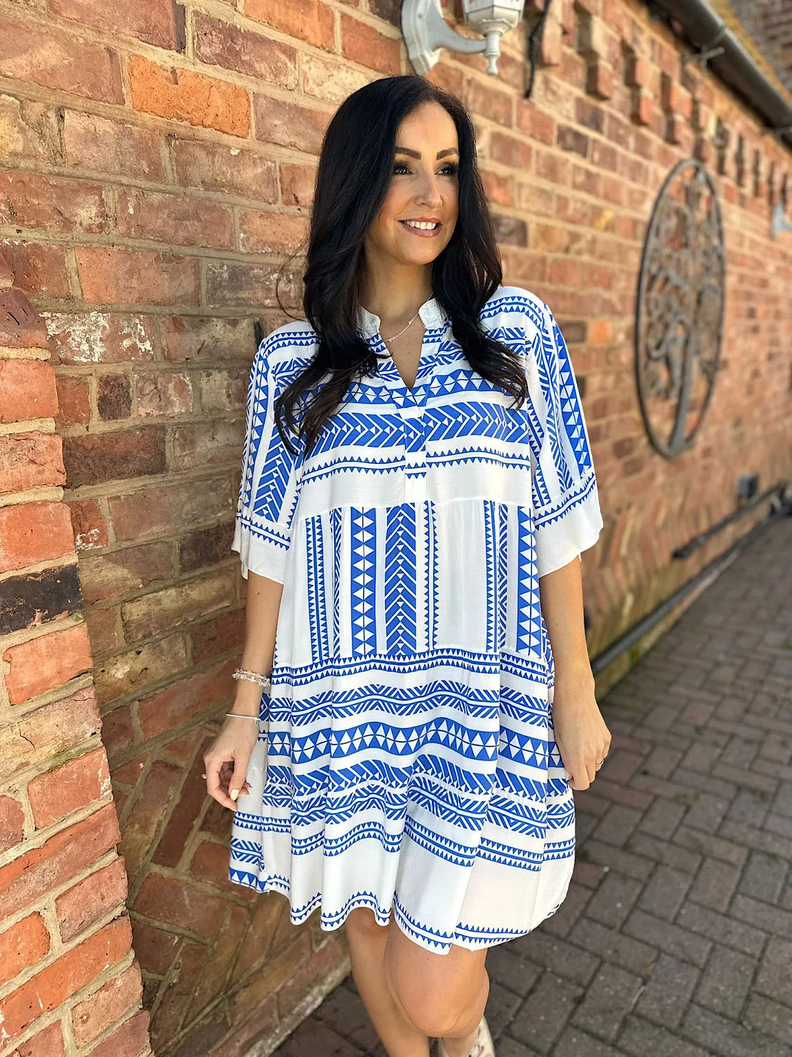 Royal Blue Tribal Print Dress Forest