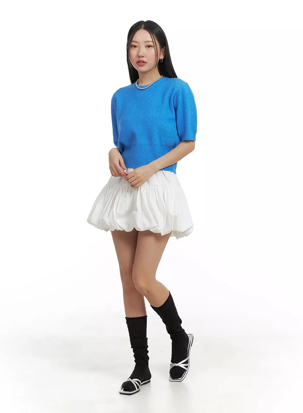 Shirred Bubble Mini Skirt OM428