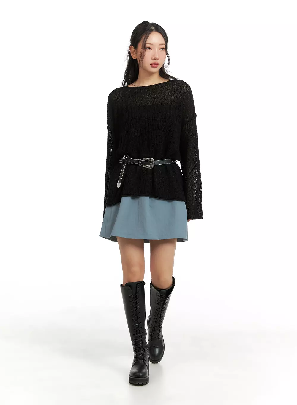 Shirred Flare Mini Skirt CM426