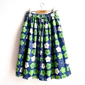 Shorties Long Skirt - Japanese Flower Blue/Green