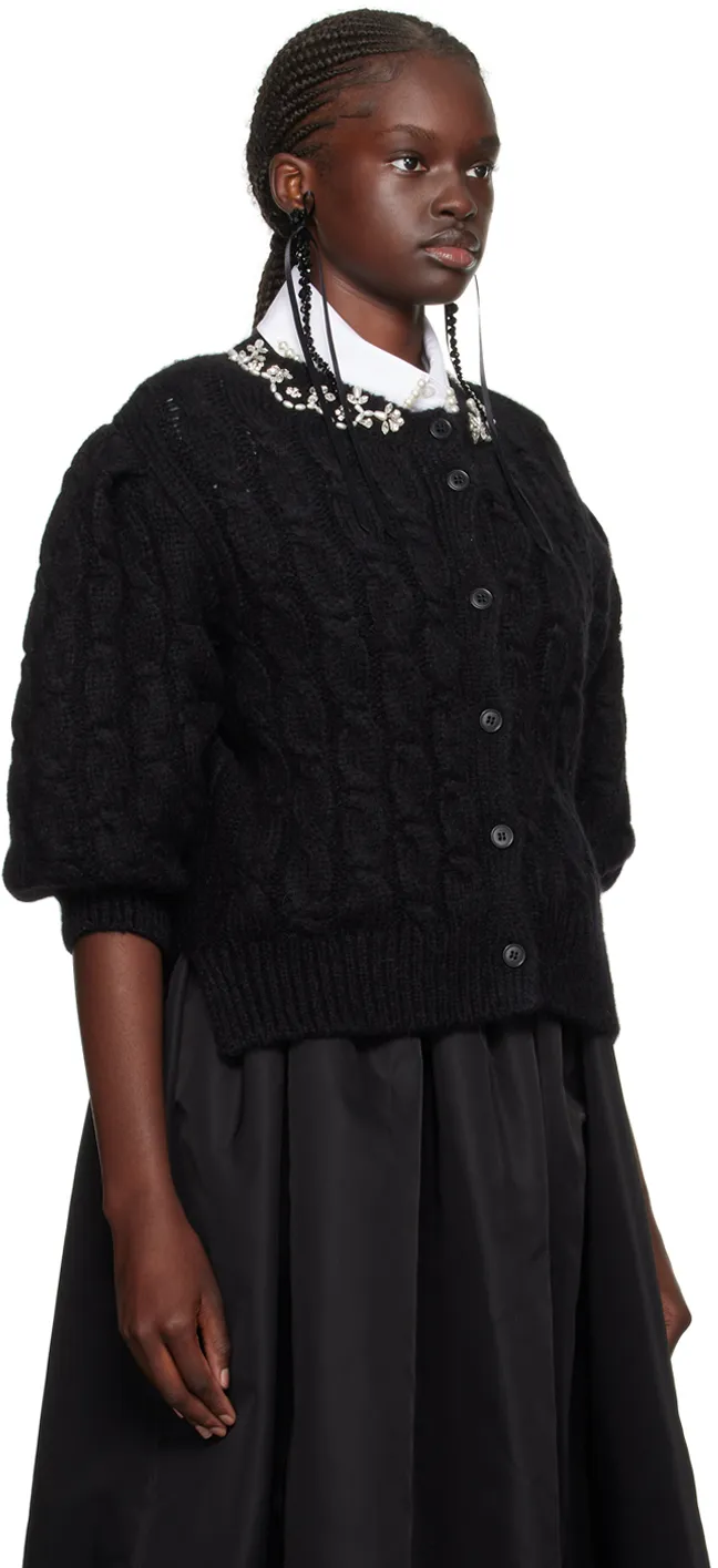 Simone Rocha  |Wool Rib Plain Elegant Style Puff Sleeves Cardigans