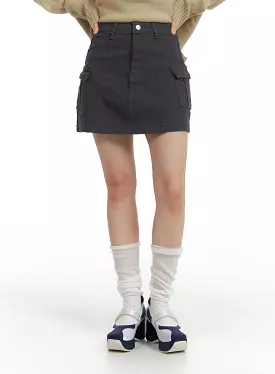 Solid Cargo Mini Skirt OM408