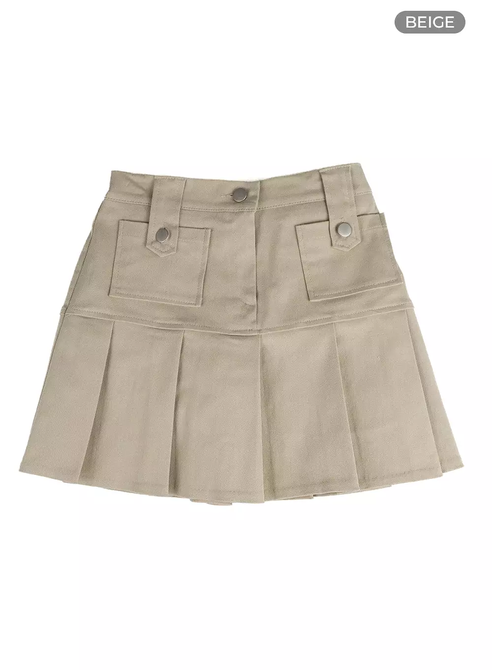 Solid Cotton Pleated Mini Skirt IM406