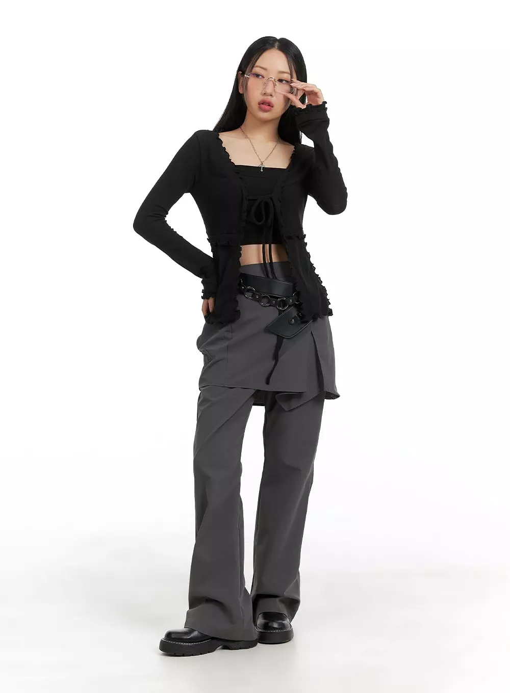 Solid Skirt Over Pants CM421