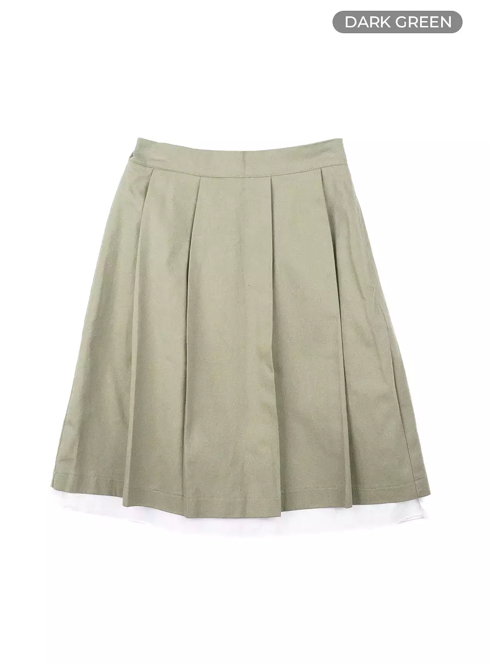 Solid Two Layered Pleated Midi Skirt OM425