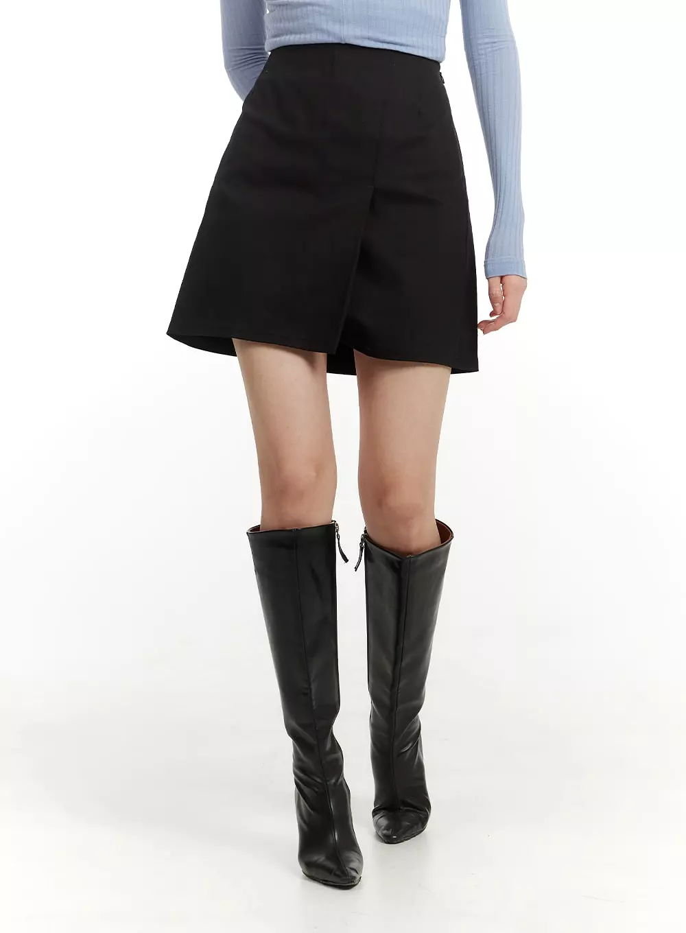 Solid Wrap Cotton Mini Skirt IM406