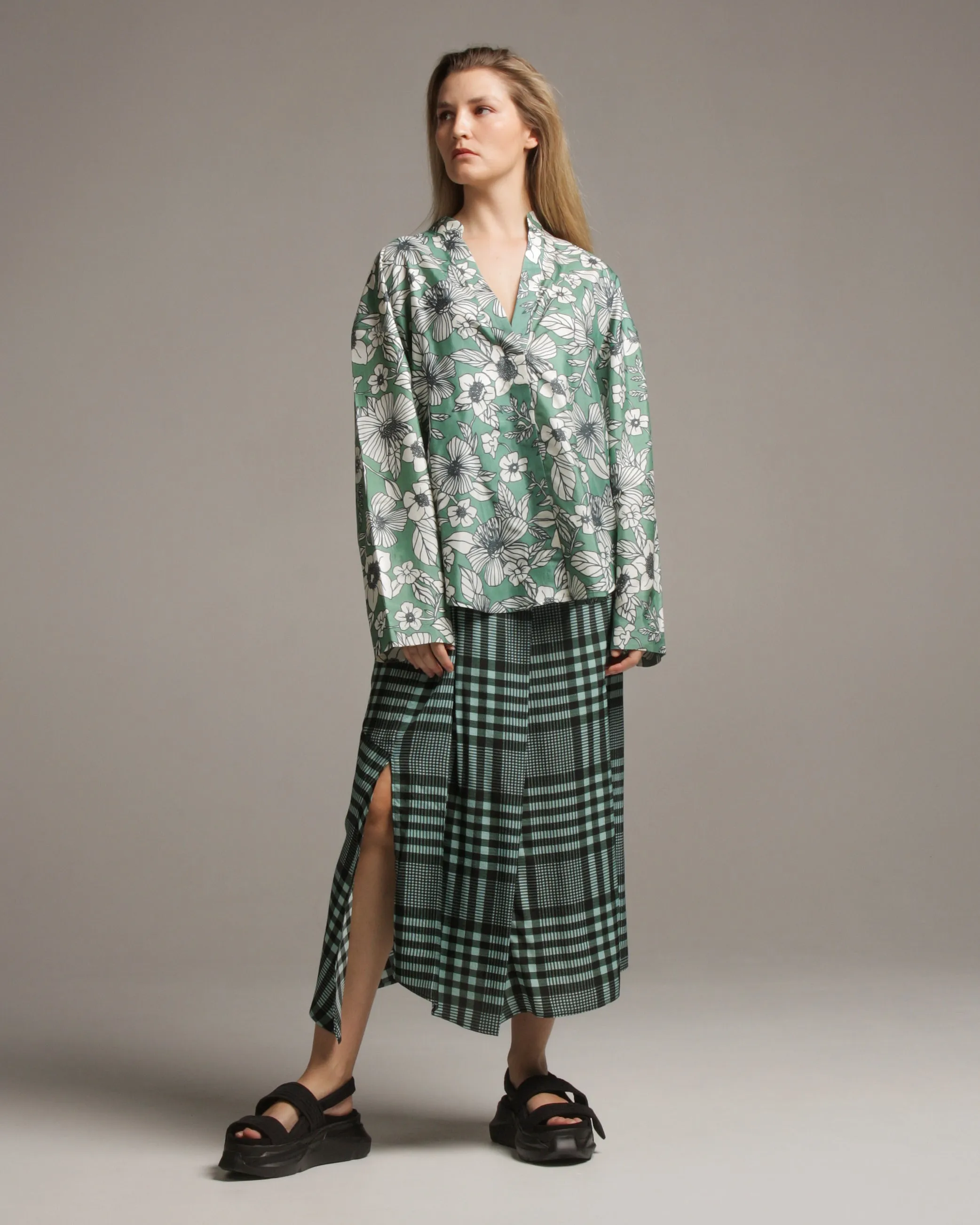 Sonam Mint Check Skirt