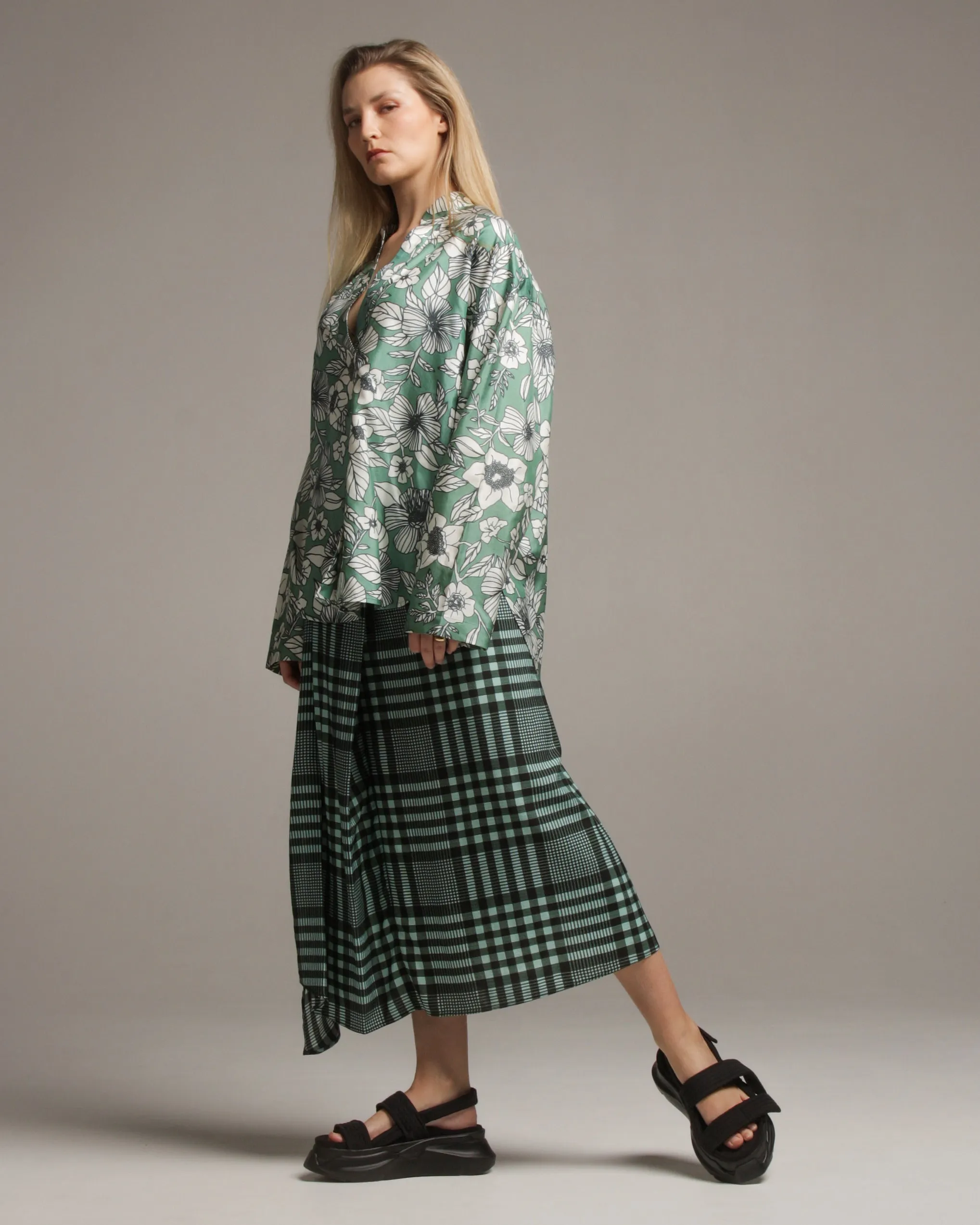 Sonam Mint Check Skirt