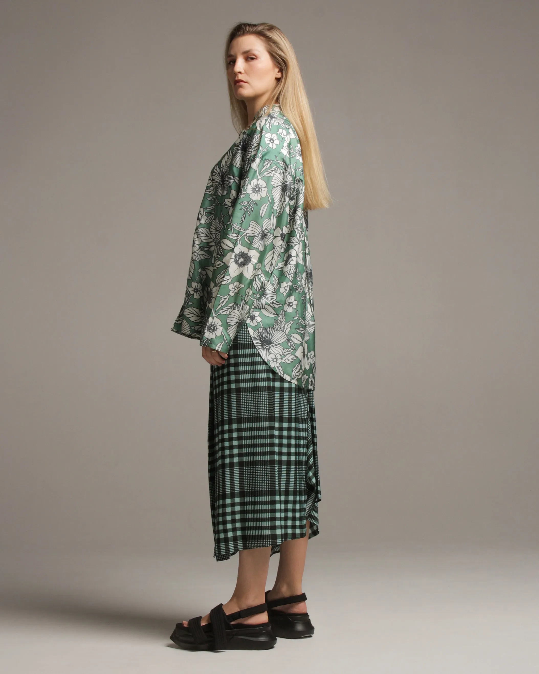 Sonam Mint Check Skirt