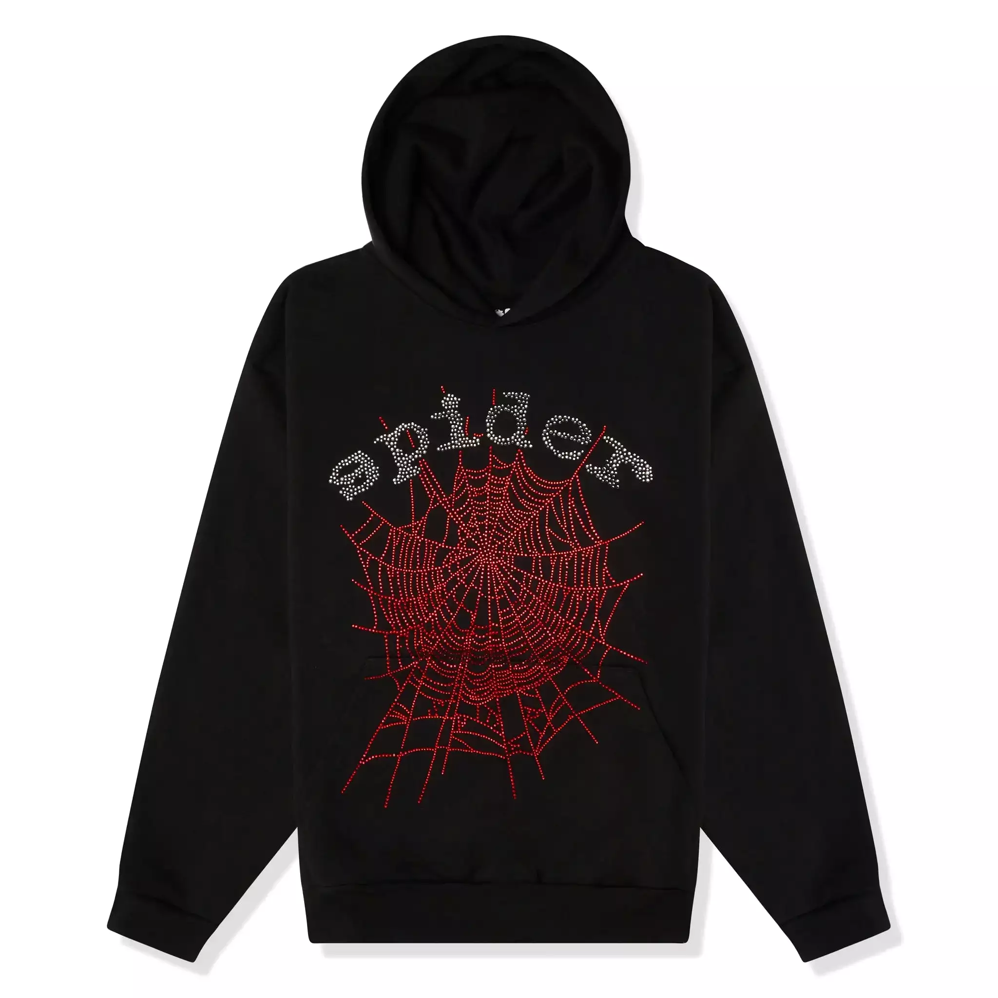 Sp5der OG Rhinestone Logo Black Hoodie