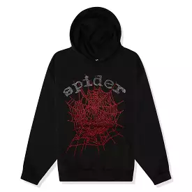 Sp5der OG Rhinestone Logo Black Hoodie