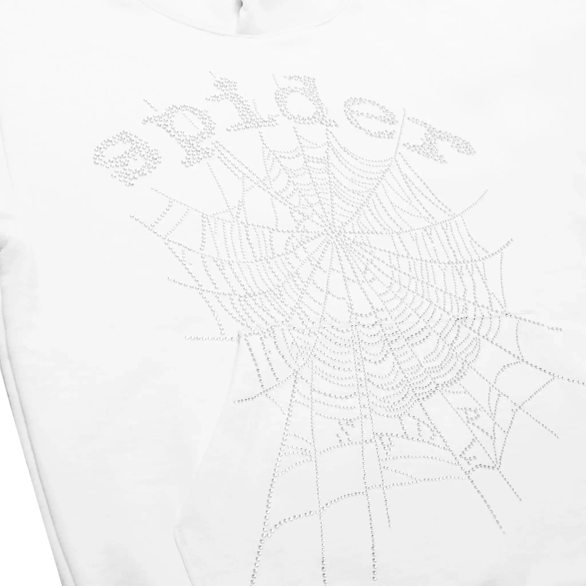 Sp5der OG Rhinestone Logo White Hoodie