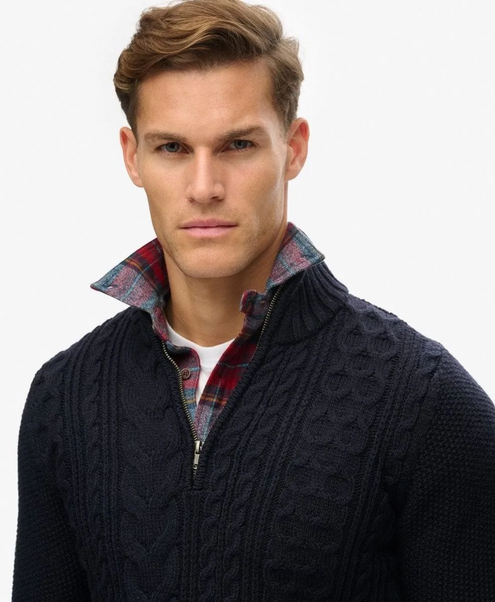 Superdry Jacob Half Zip Knitted Jumper Eclipse