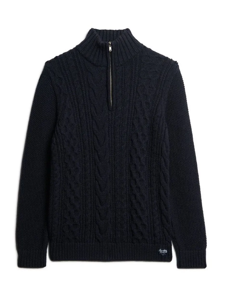 Superdry Jacob Half Zip Knitted Jumper Eclipse