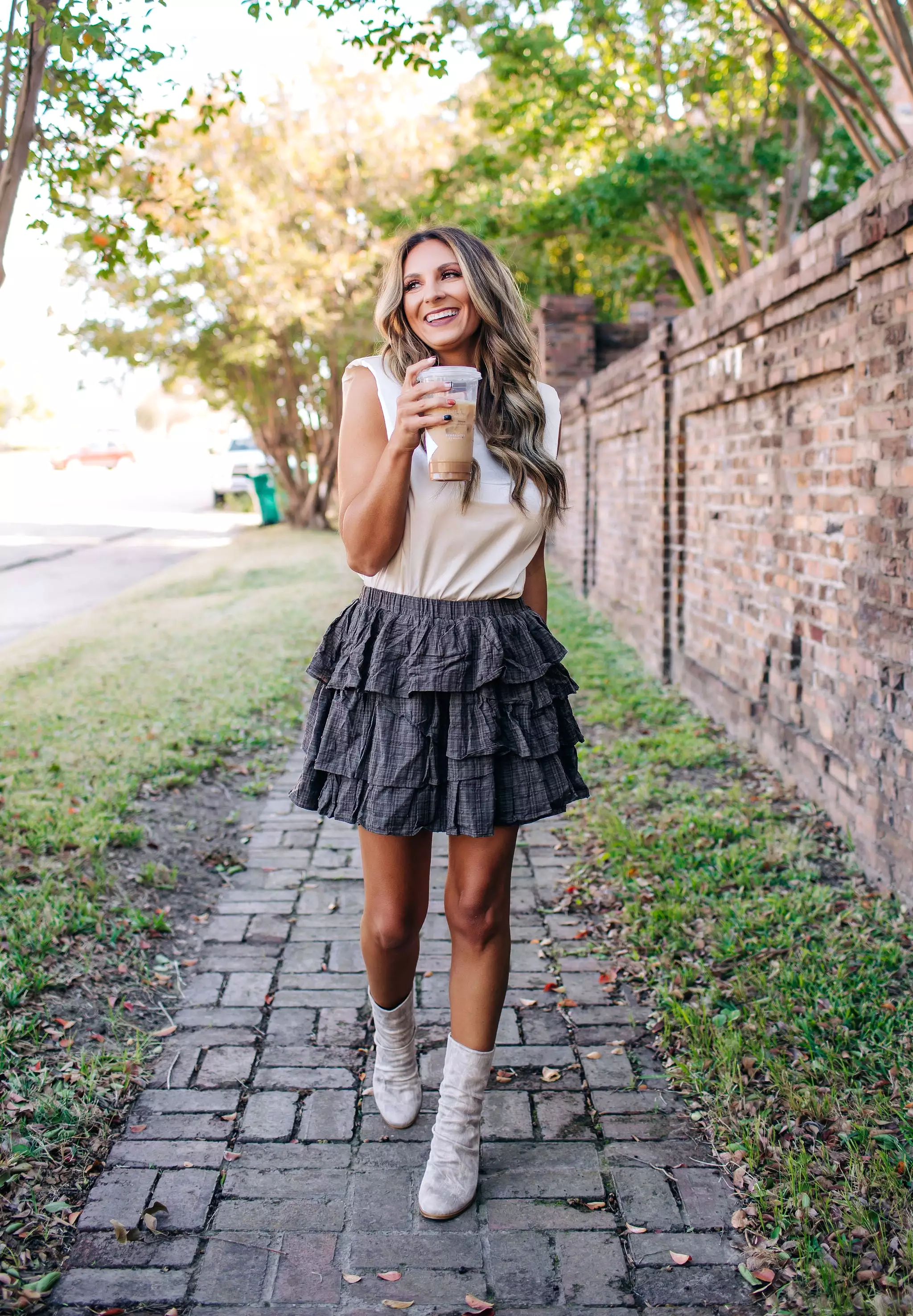 Swiss Dot Plaid Skirt