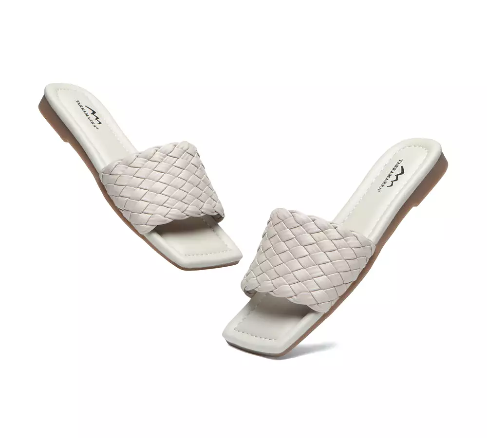 TARRAMARRA Open Square Toe Woven Flat Sandals Women Taunia