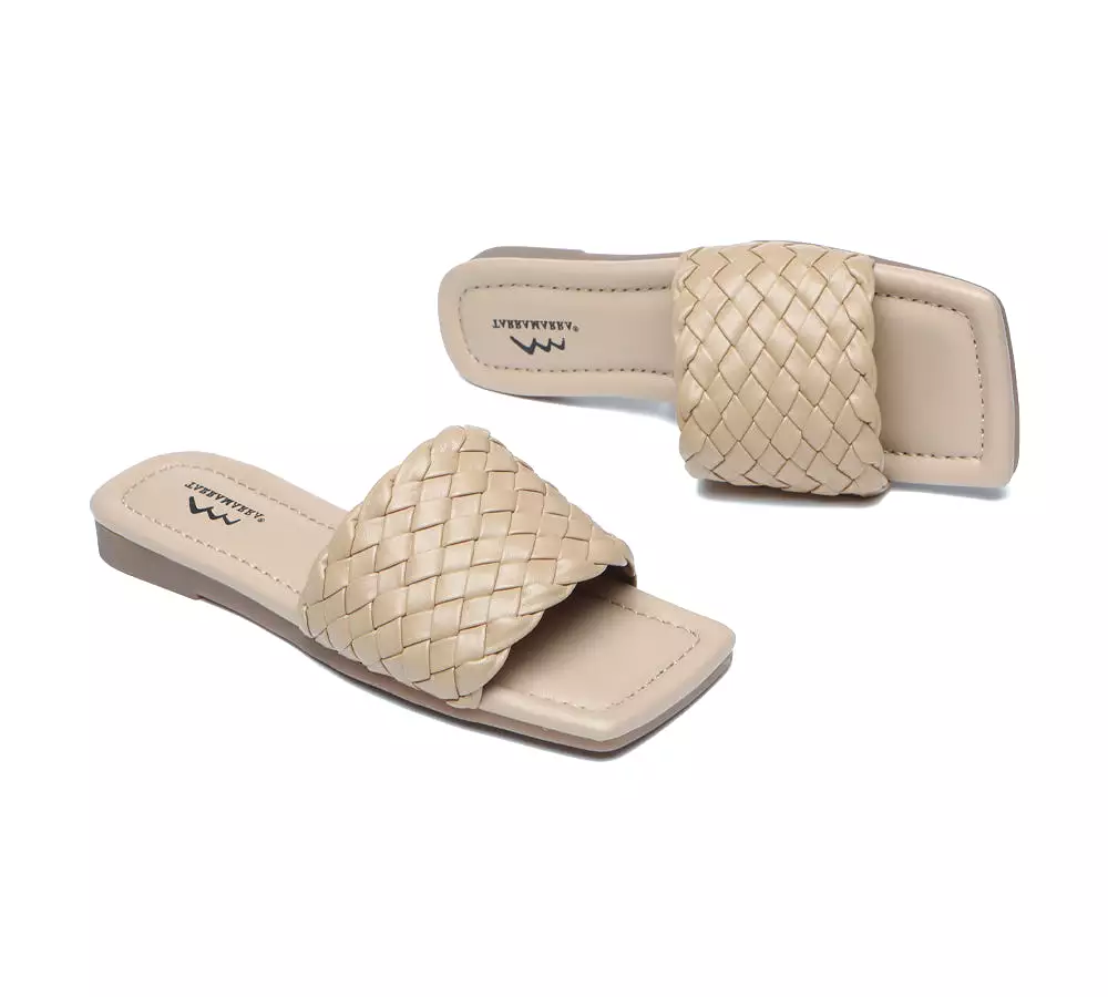 TARRAMARRA Open Square Toe Woven Flat Sandals Women Taunia