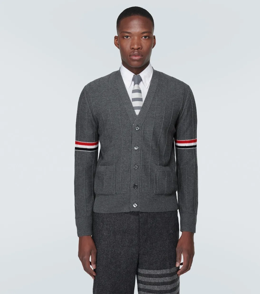 THOM BROWNE  |Stripes Wool Plain Designers Cardigans