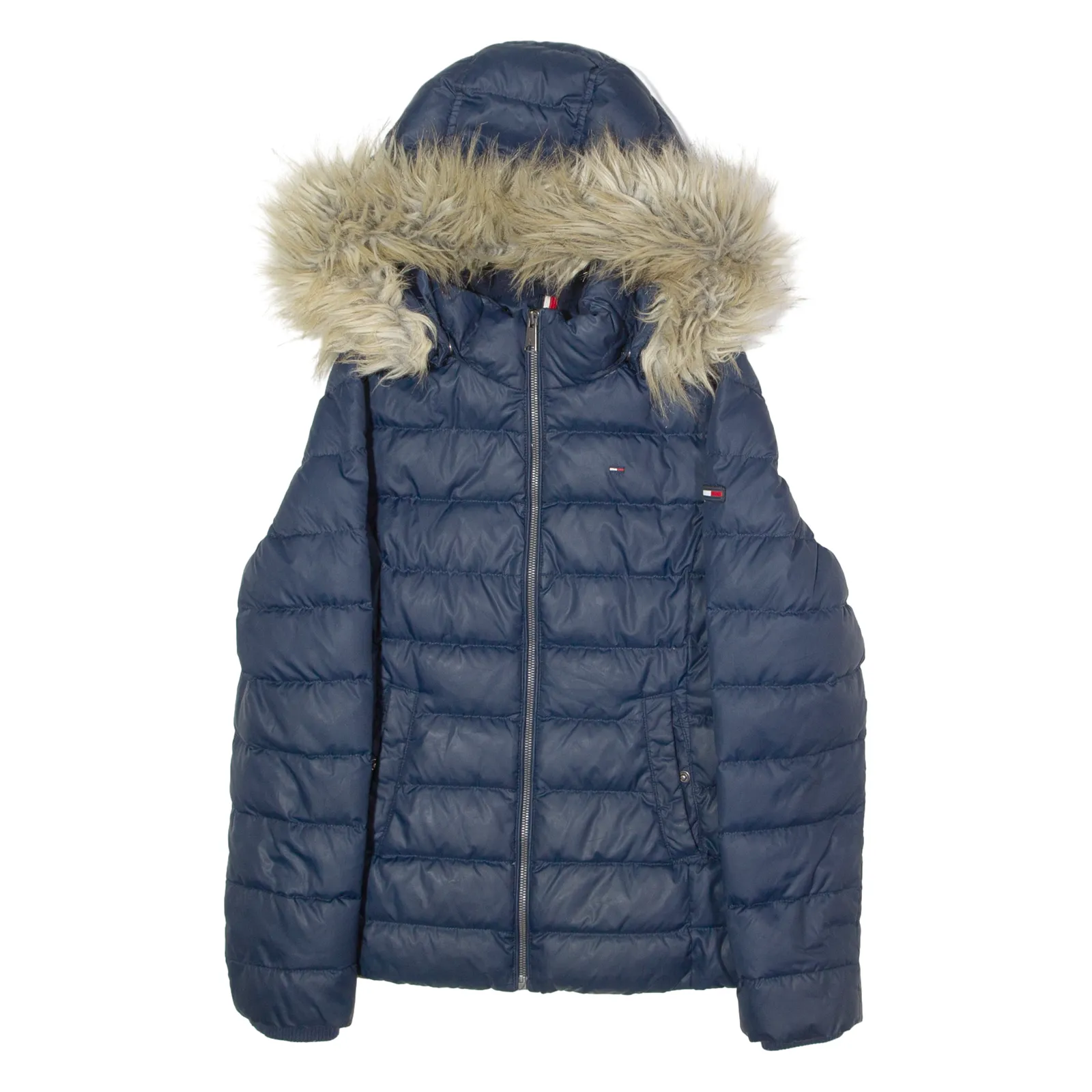 TOMMY HILFIGER Womens Puffer Jacket Blue Hooded M