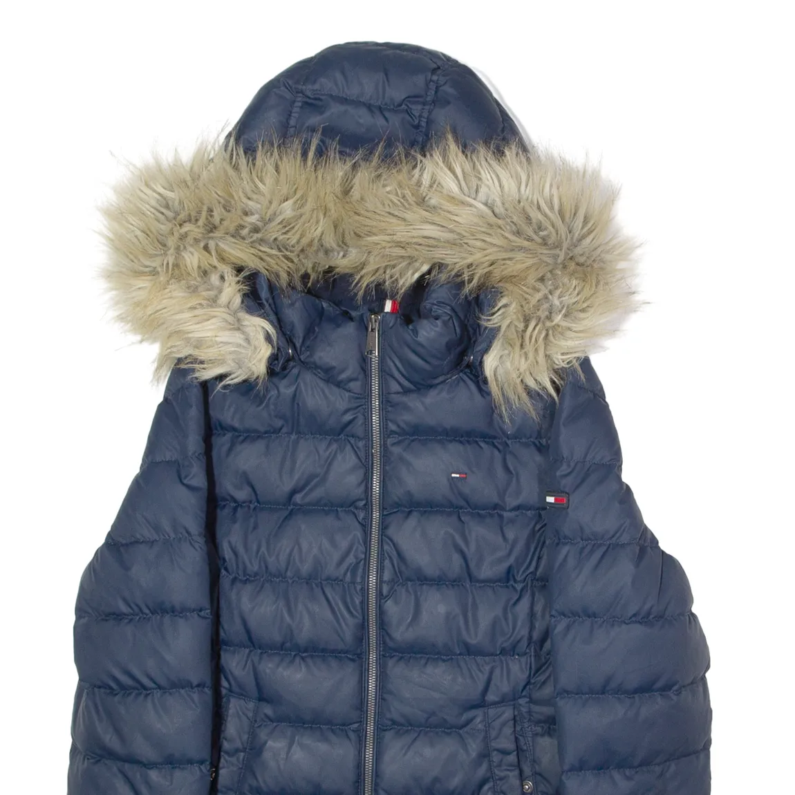 TOMMY HILFIGER Womens Puffer Jacket Blue Hooded M