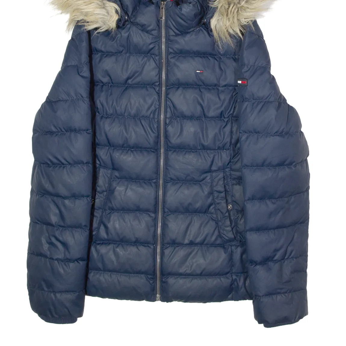 TOMMY HILFIGER Womens Puffer Jacket Blue Hooded M