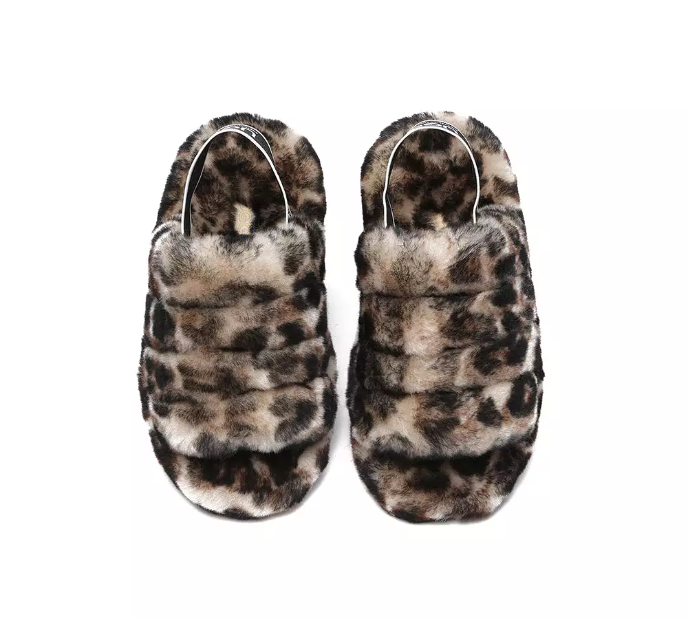 UGG Australian Shepherd Leopard Print Fluffy Women Slides Pamela