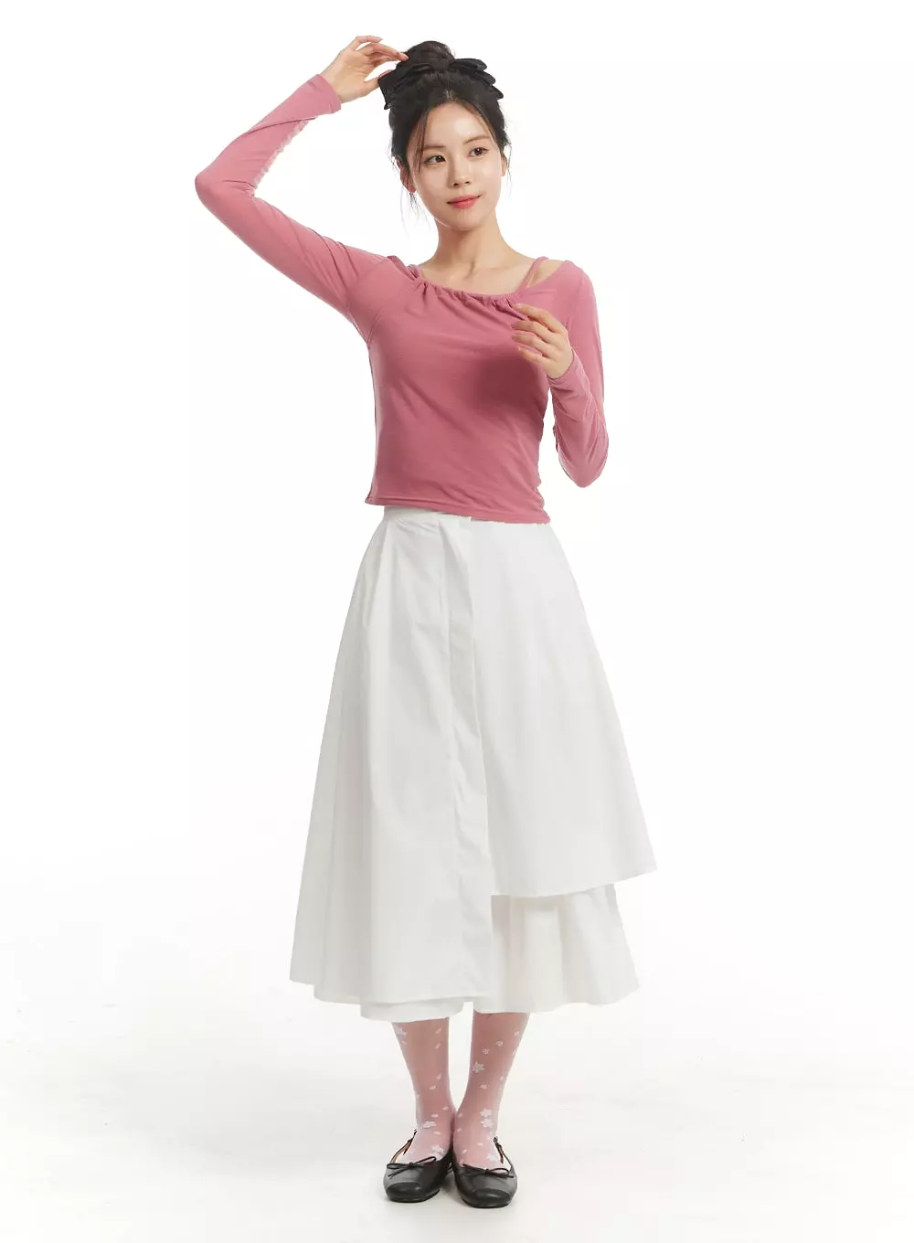 Unbalanced Cotton Midi Skirt OM406