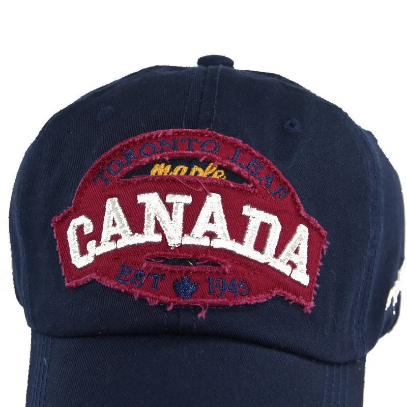 Unisex Cotton Canada Letters Embroidered Patch Snapback Baseball Cap