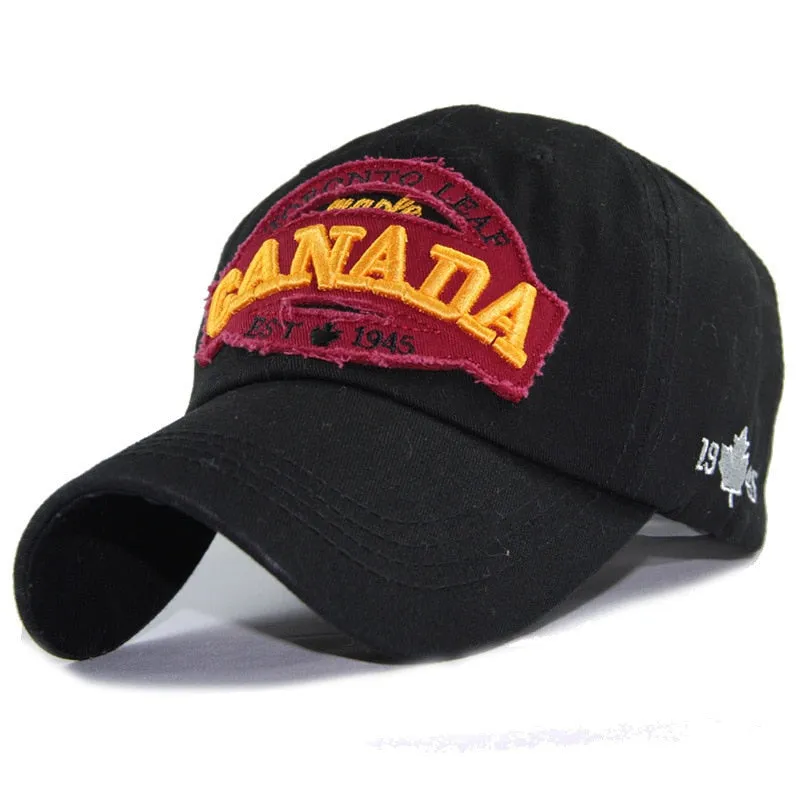 Unisex Cotton Canada Letters Embroidered Patch Snapback Baseball Cap