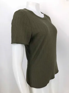 VERONICA BEARD Olive Knit Buttons Short Sleeves Size LARGE  (L) Top