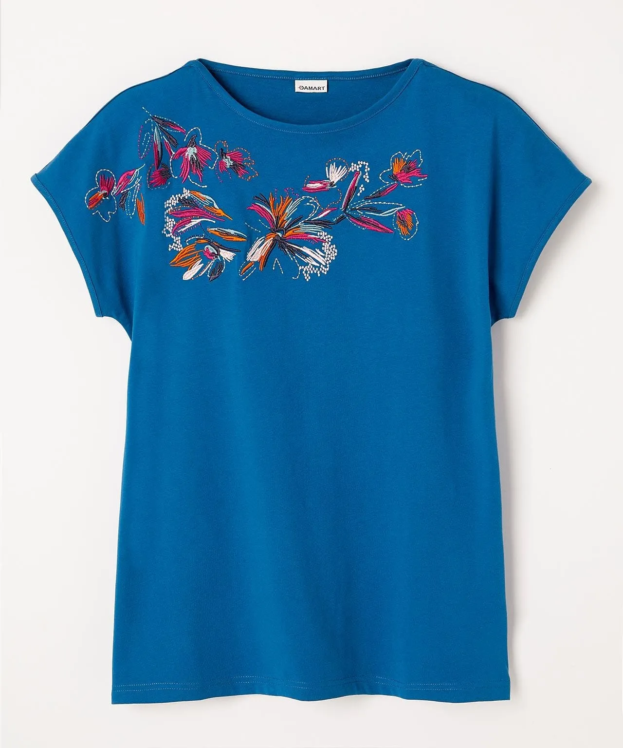 Vibrant Embroidered Cotton T-shirt