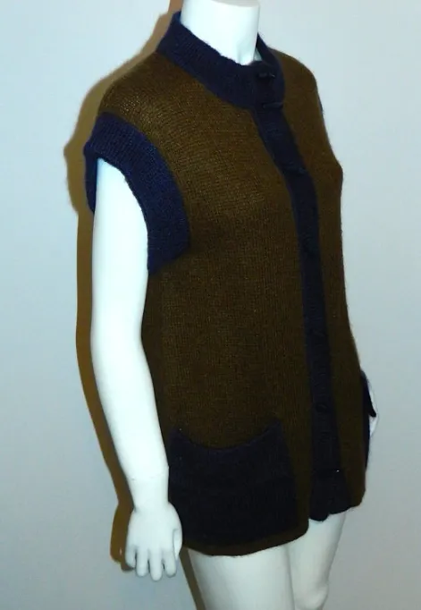 vintage 1970s Yves Saint Laurent tunic / YSL knit MOHAIR sweater vest jacket S - M