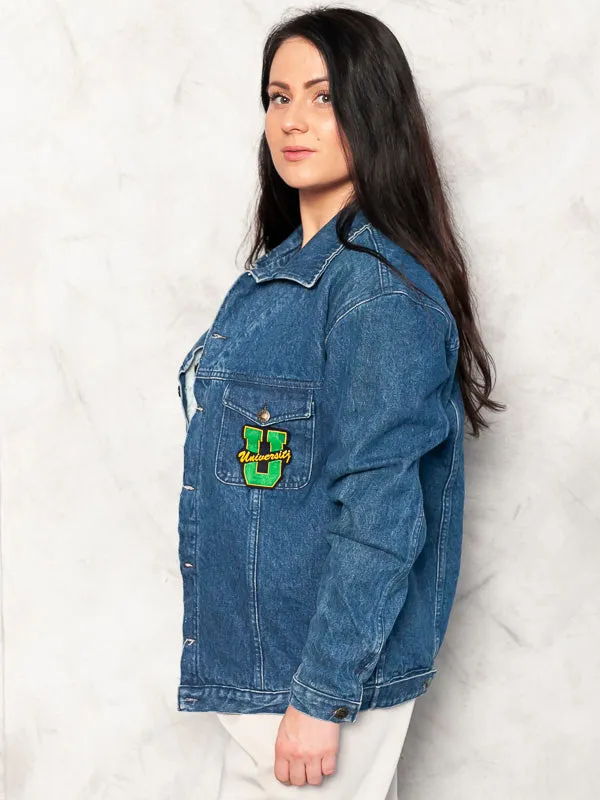 Vintage Denim College Women Jacket