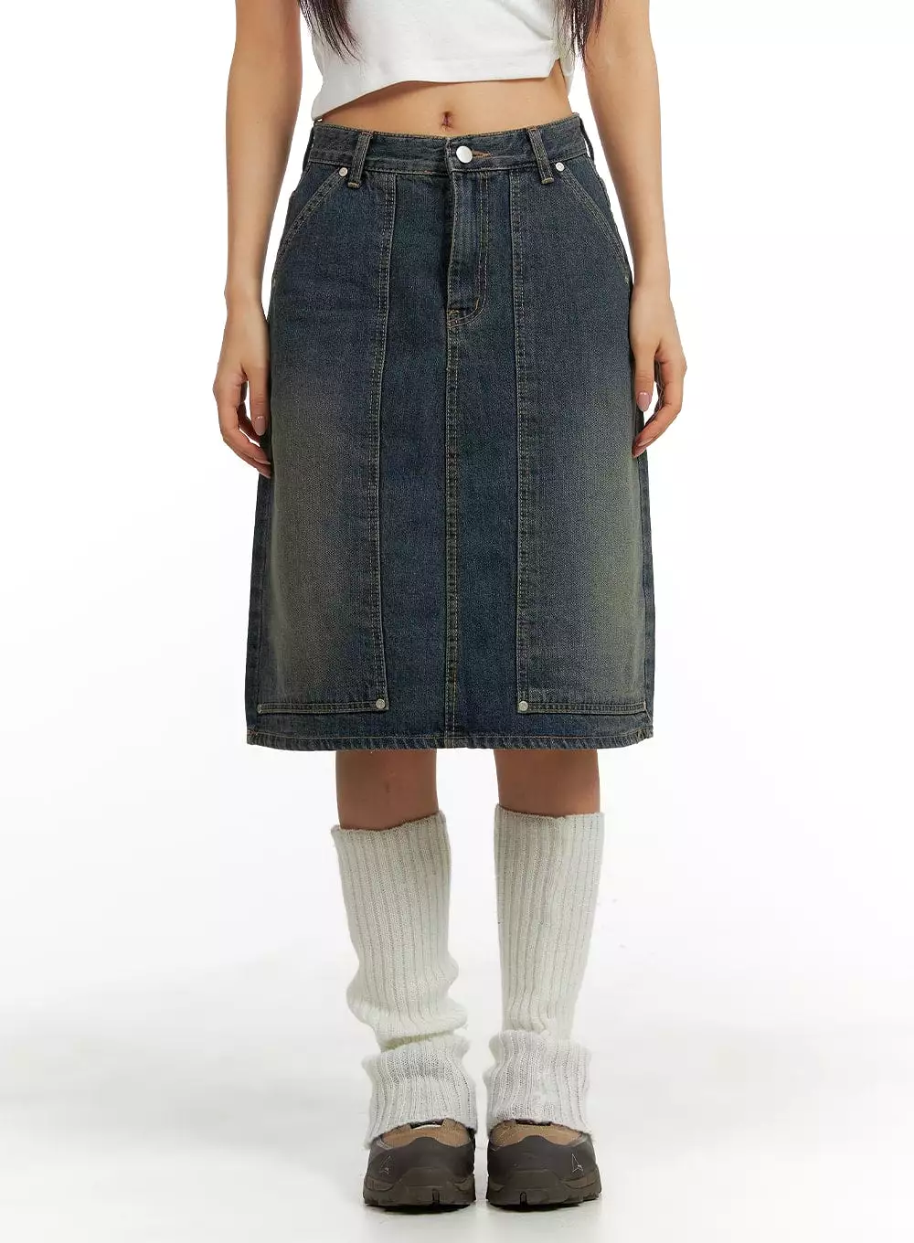 Vintage Denim Midi Skirt CM408