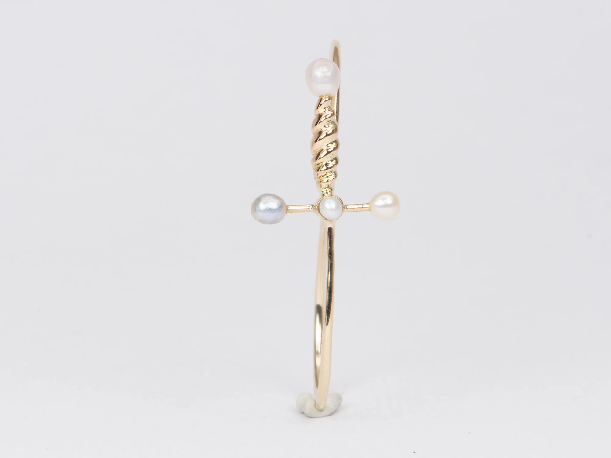 Vintage Sword Pin Conversion to Double Finger Ring 14K Gold R6449