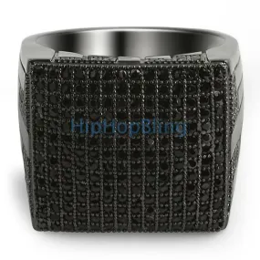 XL Mega Icey Black CZ Micro Pave Bling Bling Ring