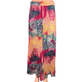 Zara Multicolor Peasant Gypsy Hippie Boho Straight High Waisted Maxi Skirt Sz S