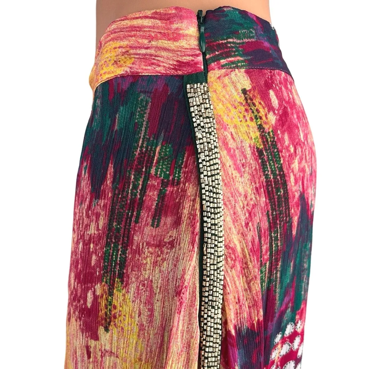 Zara Multicolor Peasant Gypsy Hippie Boho Straight High Waisted Maxi Skirt Sz S